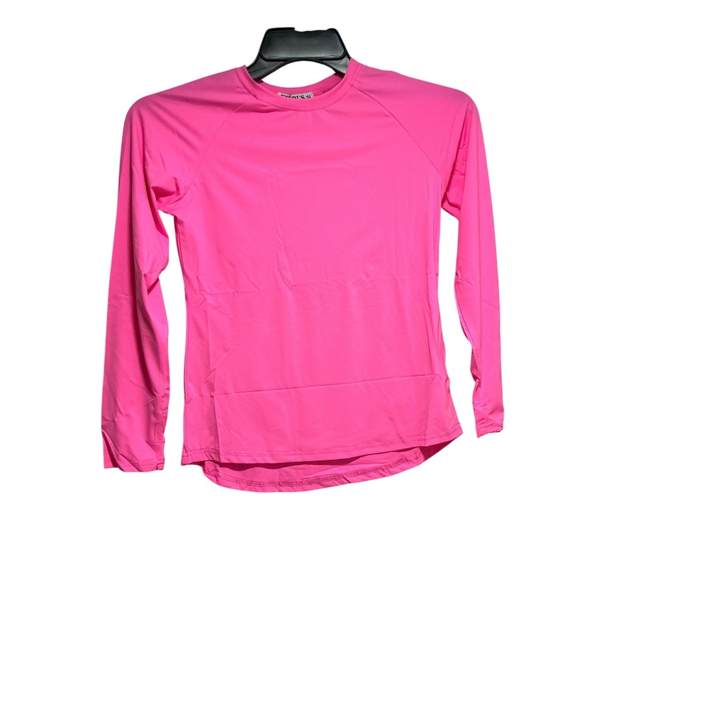 Exarus Girls Neon Pink Long Sleeve Rash Guard Swim Shirt Size 12Y 152